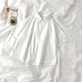 White Shirts Women with Tie Japanese Style Preppy Students BF Oversized Blouse Simple Solid Loose Summer Top  L3204