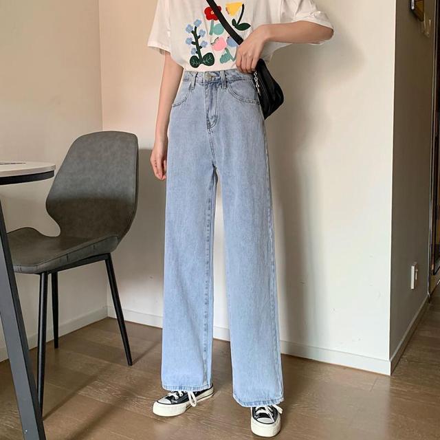Summer Women Brown Jeans High Waist Loose Straight Wide Leg Denim Female Y2k Casual Streetwear Vintage Baggy Trouser