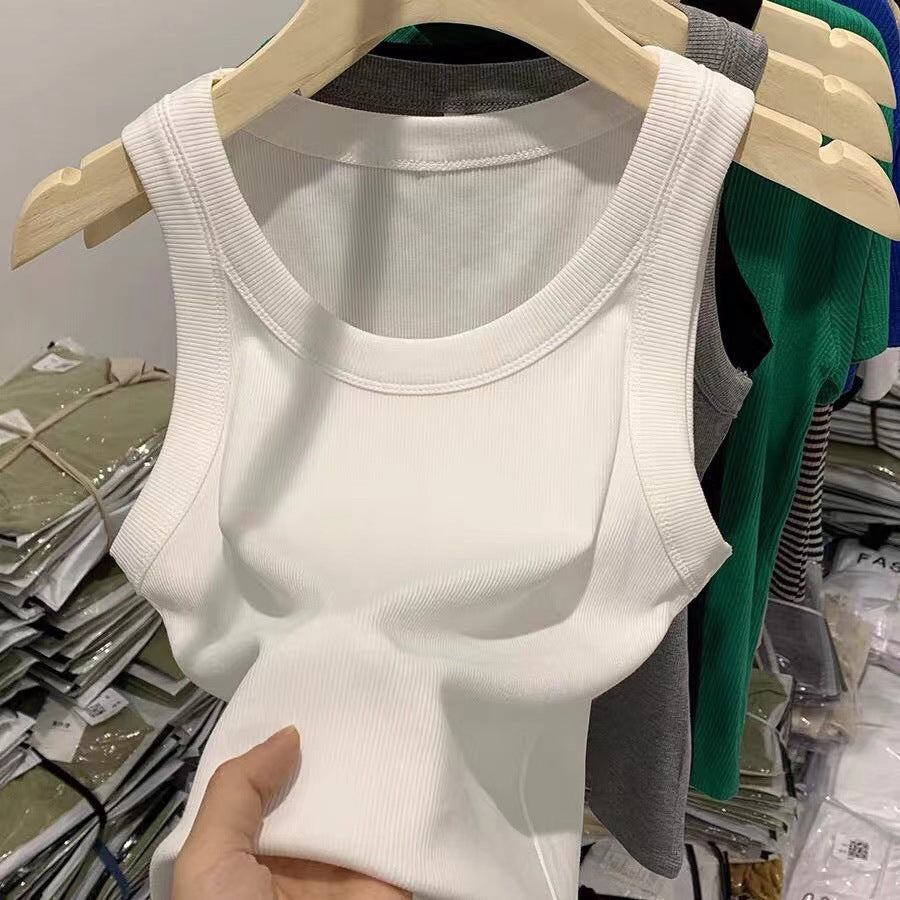 Women Vest Quality Knitted Camis U-neck Sleeveless  Tank Tops Casual Solid Color Basic Camisole For Female